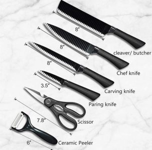 Non Stick Knife Set 6 Piece With Stainless Steel Blades Kitchen Knife Set Imported Lott Limited Stock